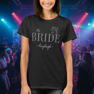 T-shirt Script de Bachelorette Mariée Minimaliste Moderne