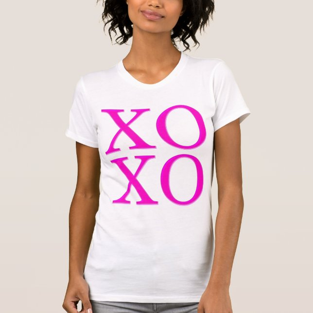 T-shirt Script de brosse rose/moderne XOXO/néon (Devant)