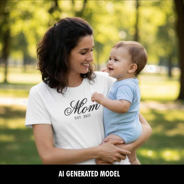 T-shirt Script de l'année d'établissement de maman personn (Custom Mom Established Year Script T-Shirt)