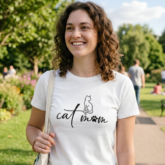 T-shirt Script de maman chat minimaliste avec empreinte de