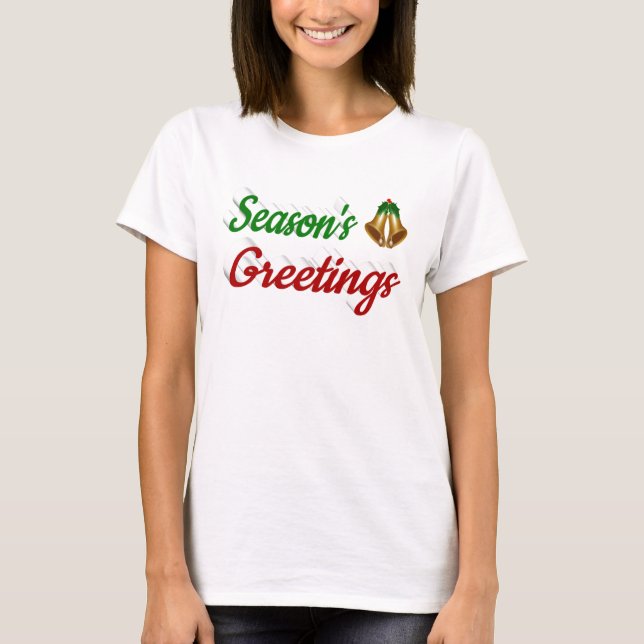 T-shirt Script de Noël Joyeuses Fêtes Bells (Devant)