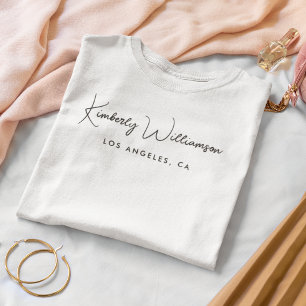 T-shirt Script de signature d'entreprise chic blanc