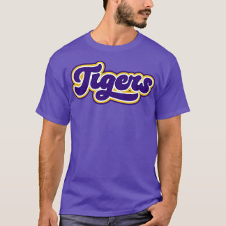 T-shirt Script de tigres rétro violet et or