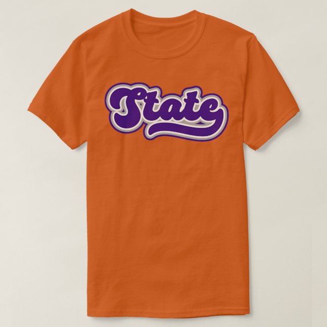 T-shirt Script d'état rétro Kansas Purple Fière (Design devant)