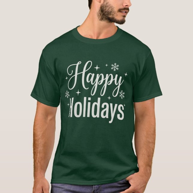 T-shirt Script Flocon de Neige Joyeuses Fêtes (Devant)