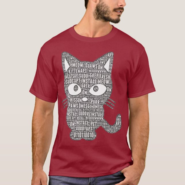 T-shirt Script Kitty Linu par MCMA sudo apt get meow (Devant)