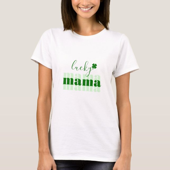 T-shirt Script Lucky Mama Green St Patrick's Day (Devant)