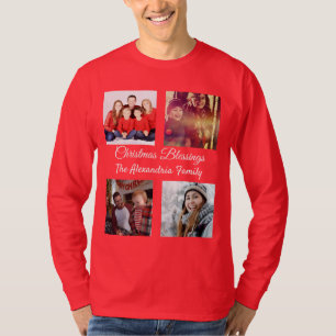 T-shirt Script moderne 4 Collage photo Noël de famille