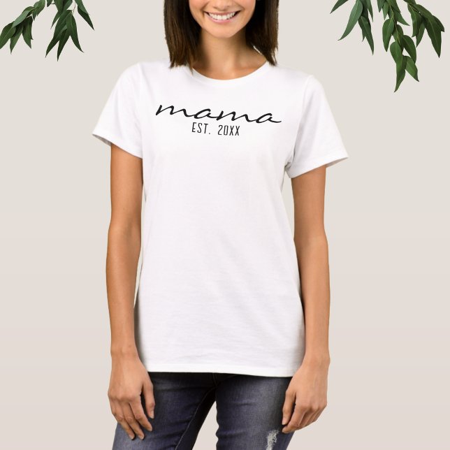 T-shirt Script Moderne Mama Date De Création Nouvelle Mama (Créateur téléchargé)