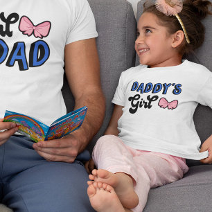 T-Shirt Script noir rétro Bow rose Bow fille de papa