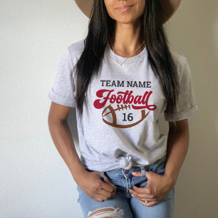 T-shirt Script personnalisé d'équipe de football rouge gri