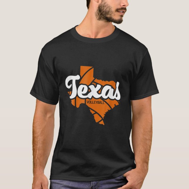 T-shirt Script rétro de volley-ball du Texas (Devant)
