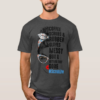 T-shirt Scrub Life Coffee Scrubs Et Gants En Caoutchouc In