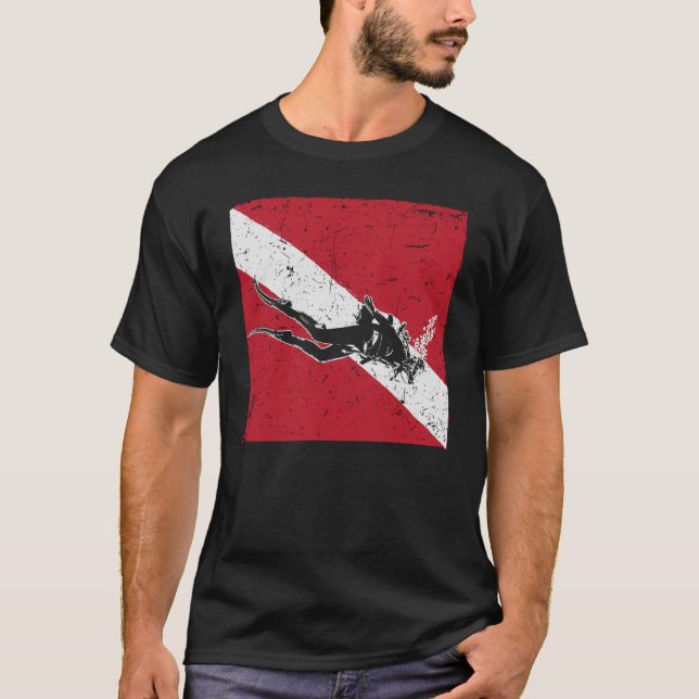 T-shirt Scuba Dive Drapeau Scuba Pour Plongeur (Devant)