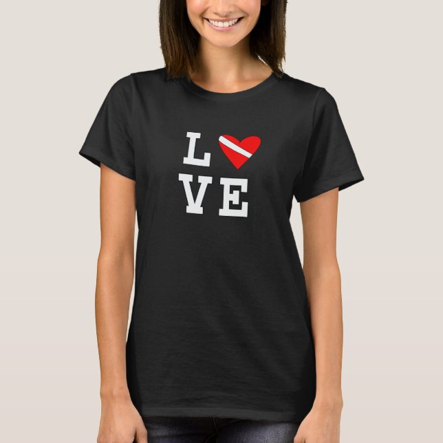 T-shirt Scuba Dive flag  Dive love heart for retro Scuba d (Devant)