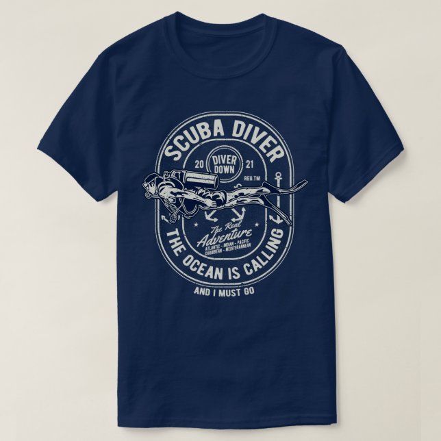 T-shirt SCUBA Diver I Must Go (Design devant)