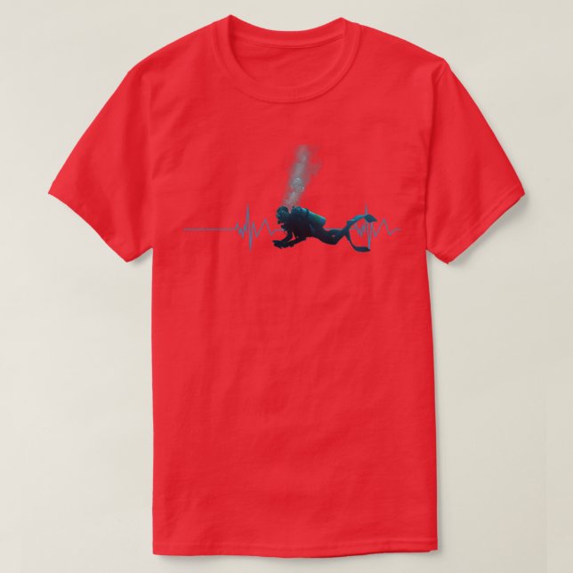 T-shirt Scuba Diving Heart Beat Best Gift for Diver 9 (Design devant)