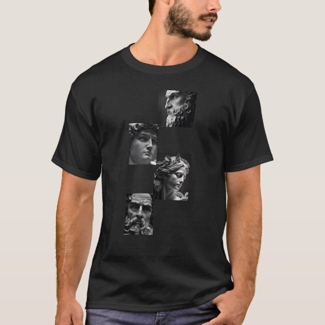 T-shirt Sculpture classique en marbre - noir & blanc (Devant)