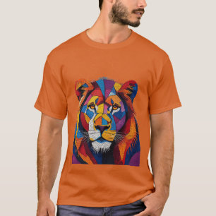 T-shirt Sculpture de lion en mosaïque colorée