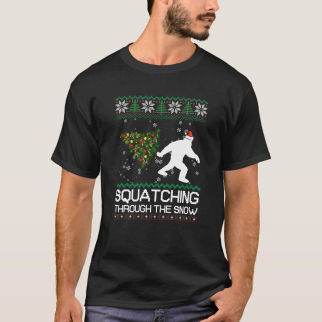 T-shirt Se Battez À Travers Le Sasquat De Noël Laide De Ne (Devant)