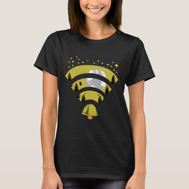 T-shirt Se déconnecter pour se connecter avec Camping et N (Devant)