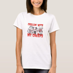 T-shirt Se Détendre Avec Mes Creeps Chat Horreur Tueur Hal