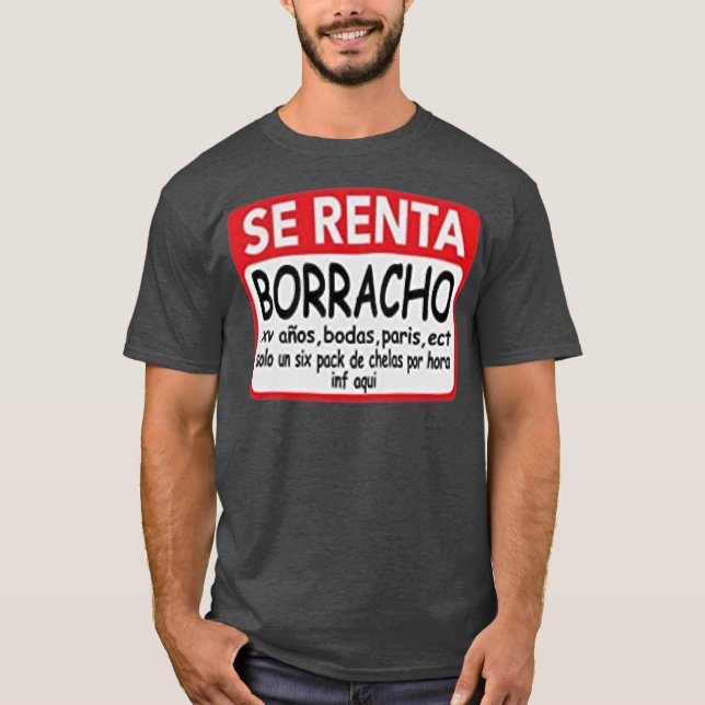 T-shirt Se Renta Borracho Mens Graphic Funny Espagnol (Devant)
