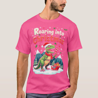 T-shirt Se ruer dans les enfants de Noël Garçons Dinosaure