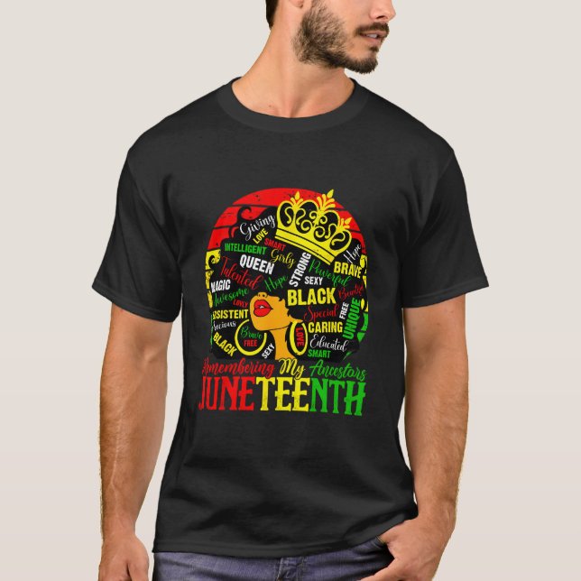 T-shirt Se souvenir de mes ancêtres Junenth Célébrer Noir (Devant)