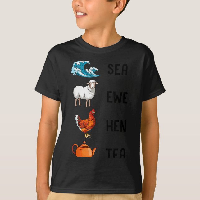 T-shirt Sea Ewe Hen Tea Funny Joke Saying Quote Men Women  (Devant)