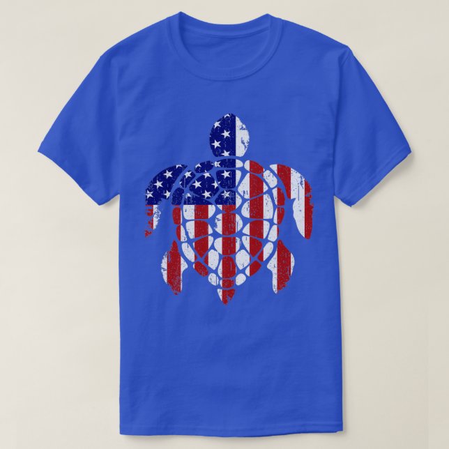 T-shirt Sea Turtle 4th of July American Flag (Design devant)