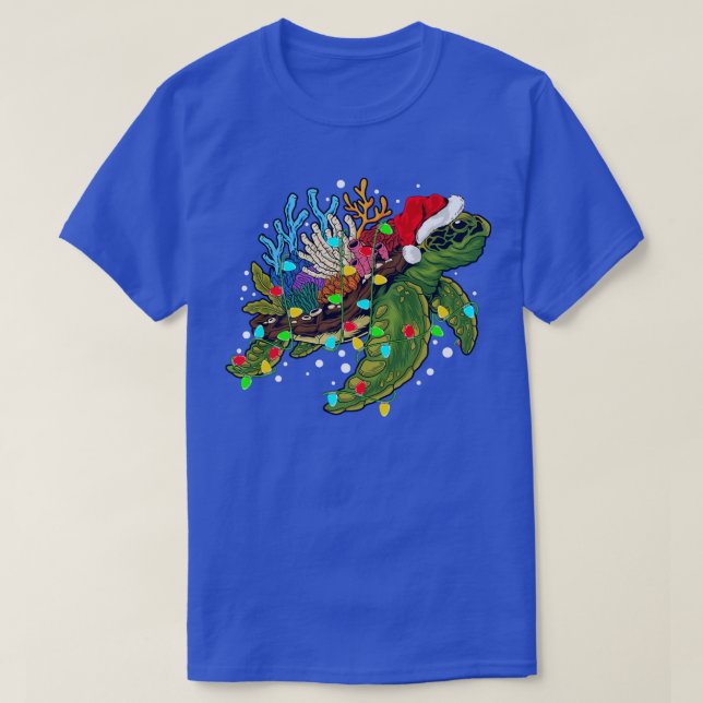 T-shirt Sea Turtle Lover Xmas Lights Santa Sea Turtle Chri (Design devant)