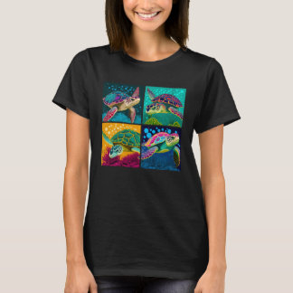 T-shirt Sea Turtle Pop Illustration Colorful Animal Women