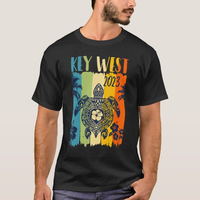 T-shirt Sea Turtle Retro Key West Florida Famille Vacances (Devant)