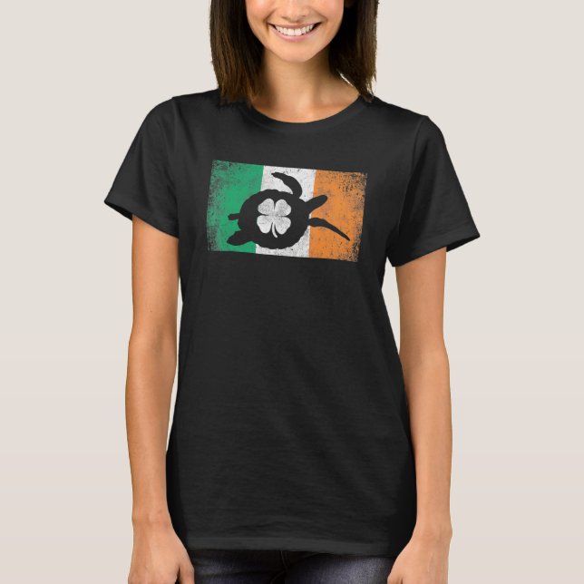T-shirt Sea Turtle St Patrick's Day Irish Flag Ireland Sai (Devant)