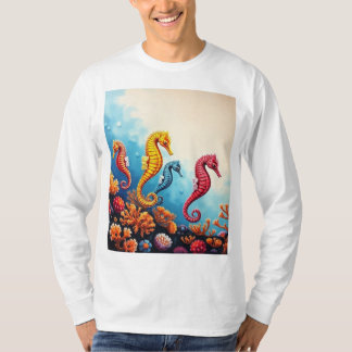 T-shirt "Seahorse Family Sweatshirt : Underwater Elegance"