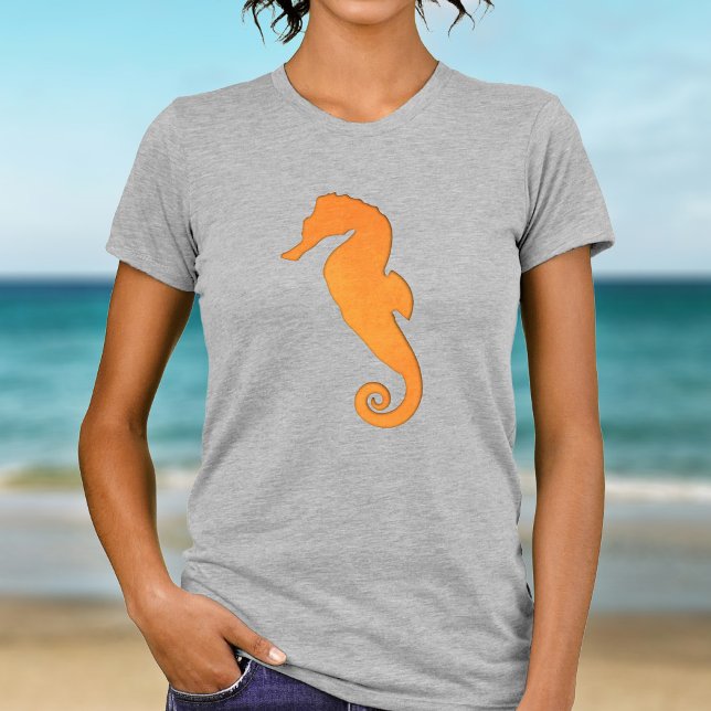 T-shirt Seahorse Silhouette Orange Simple Aquatique Nautiq (Créateur téléchargé)