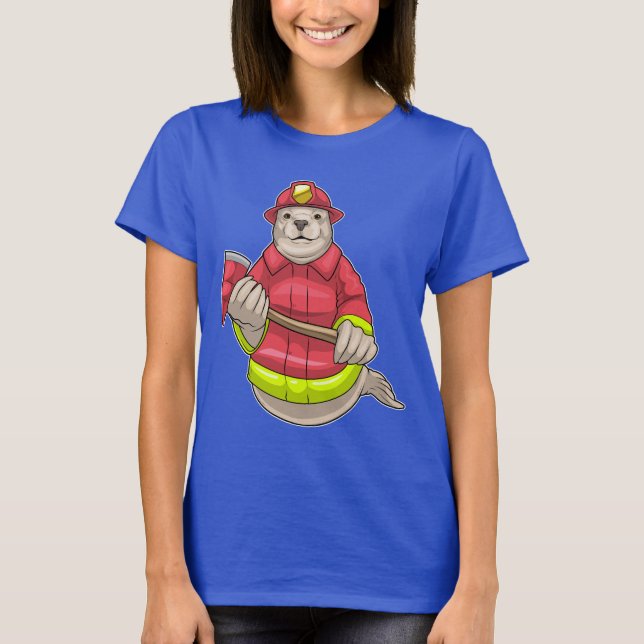 T-shirt Seal Firefighter Ax Service d'incendie (Devant)