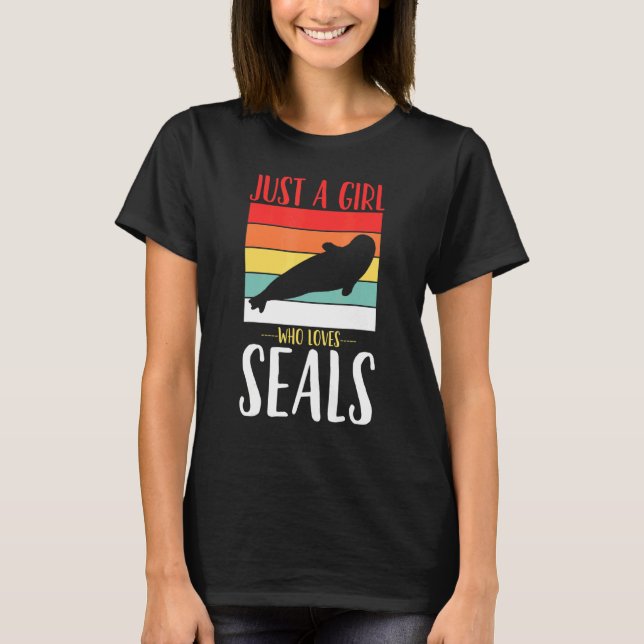 T-shirt Seal Just a Girl Who Love Seals Retro (Devant)