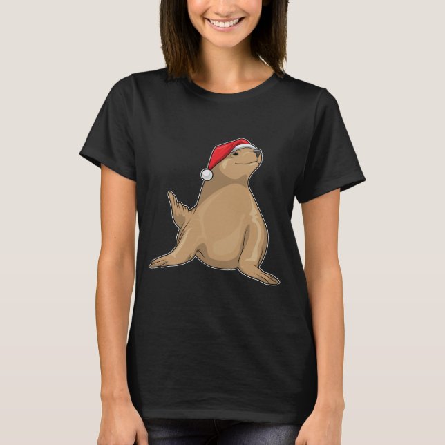 T-shirt Seal Noël chapeau de Noël (Devant)
