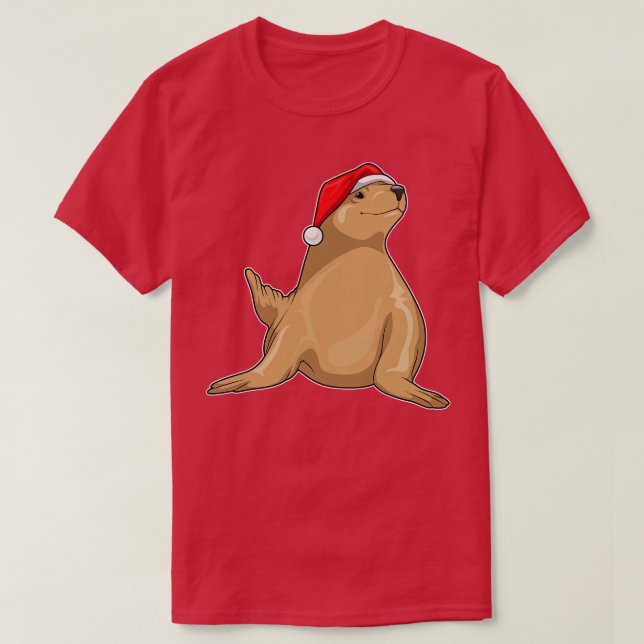 T-shirt Seal Noël chapeau de Noël (Design devant)