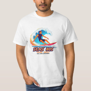 T-shirt Seas the 80s - Retro Surfer Power Wave Tee