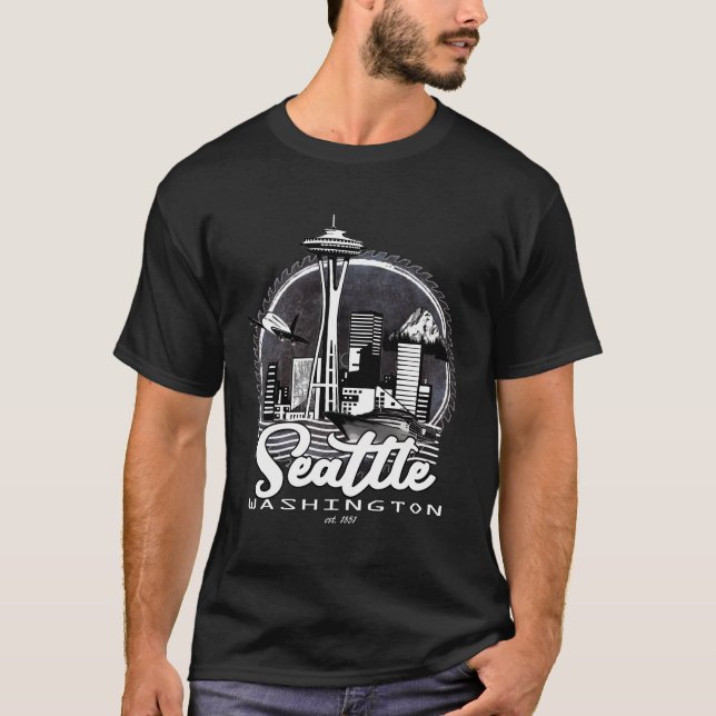 T-shirt Seattle Pacific Northwest Emerald City Space-Needl (Devant)