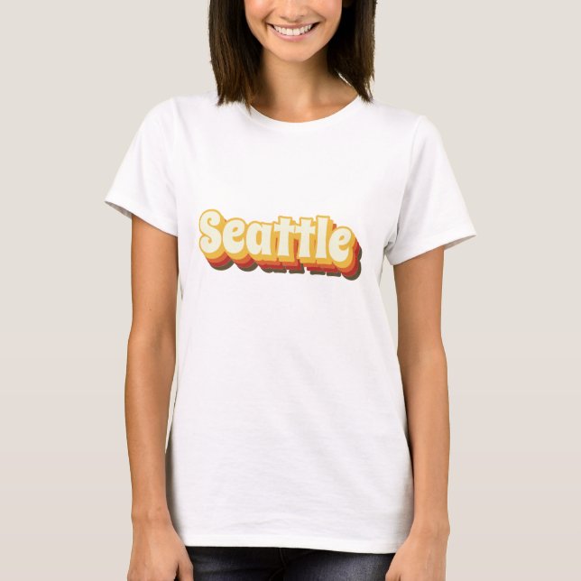 T-shirt Seattle Rétro Vintage Texte (Devant)
