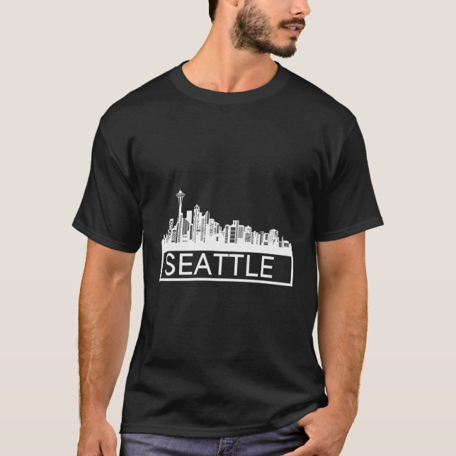 T-shirt Seattle Skyline - Carte graphique blanche (Devant)