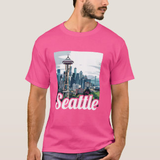 T-shirt Seattle Skyline Cityscape Souvenirs Seattle Washin