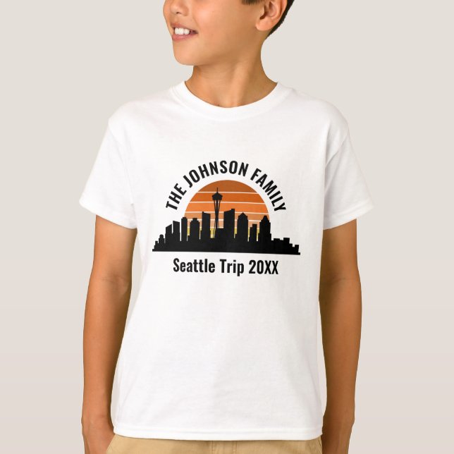 T-shirt Seattle Skyline Coucher de soleil sur mesure enfan (Devant)