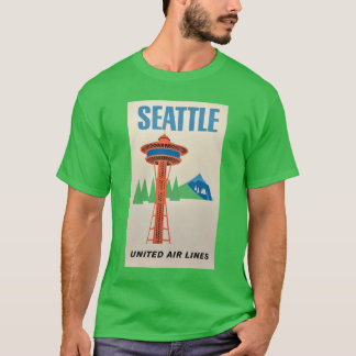 T-shirt SEATTLE United Airlines Travel Poster SEATTLE Trav