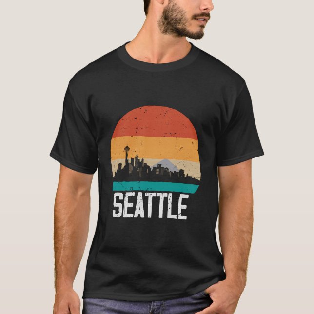 T-shirt Seattle Usa Sunset Skyline Seattle (Devant)