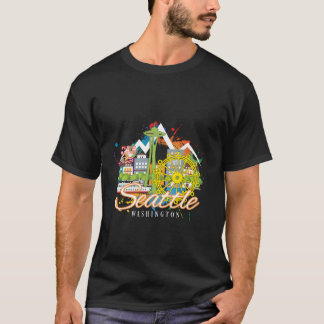 T-shirt Seattle Wa Washington Novelty Space Needle Skyline